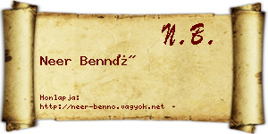 Neer Bennó névjegykártya